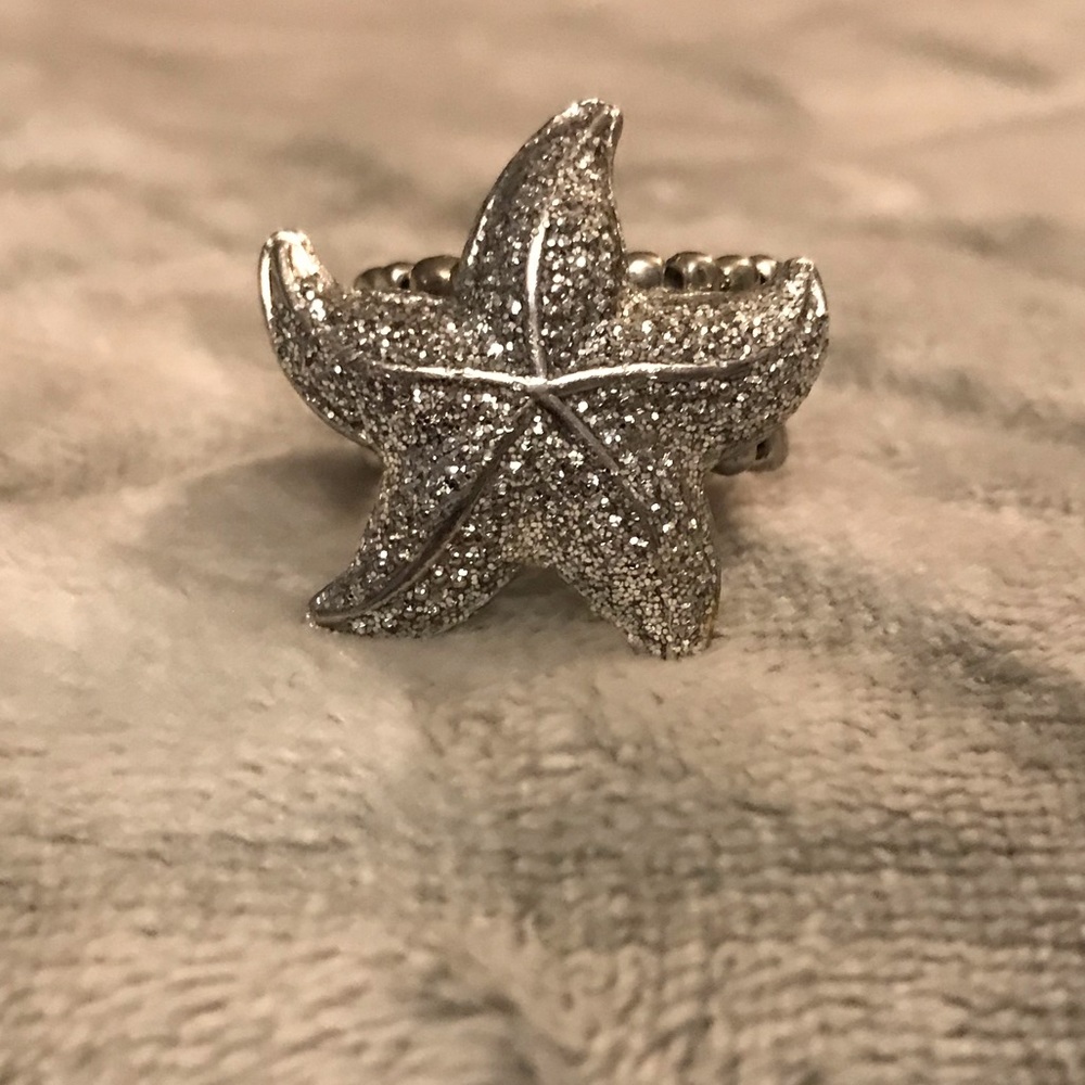 Star Fish Sterling Silver Stretchy Ring
